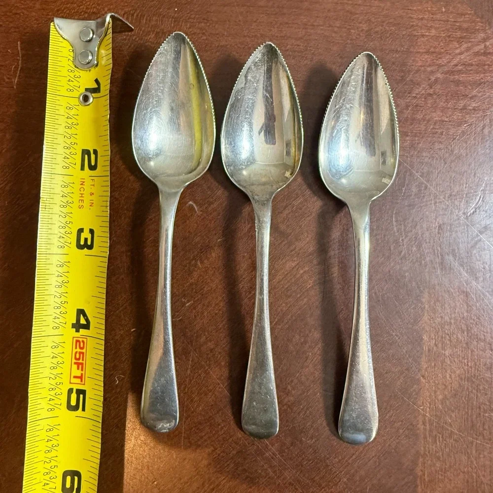Vtg Sheffield England Silverplate Beaded Edge Teaspoons Set of 3 EPNS‎